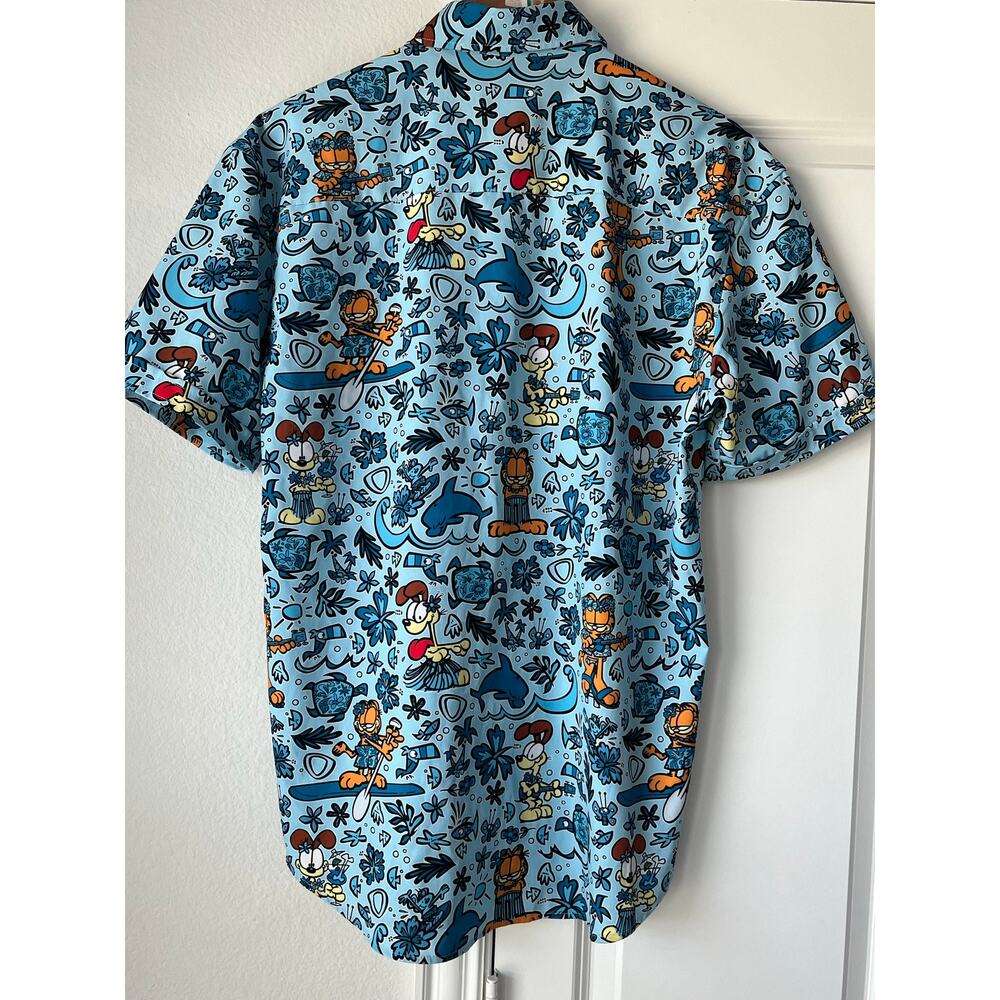RSVLTS "Garfield Island" Large Kunuflex Shirt Men Button Down Odie Nermal Ocean - Picture 3 of 7